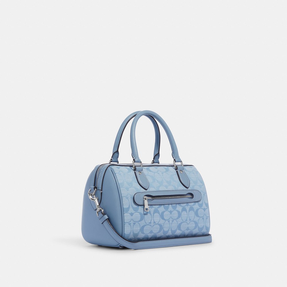 NWT Coach Outlet Rowan Satchel In Signature Chambray - Picture 2 of 6